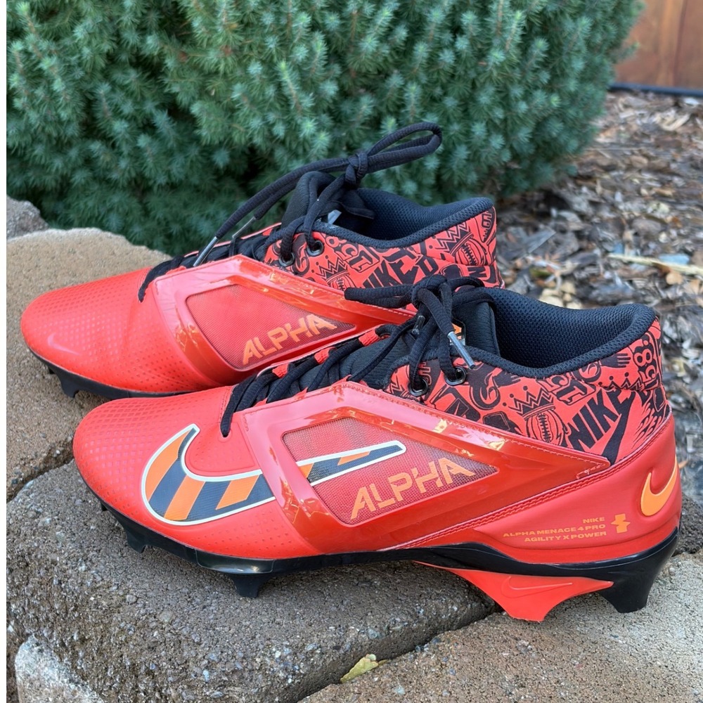 Nike Alpha Menace 4 Pro Football Cleats Red Black Men Size 11 Good Condition